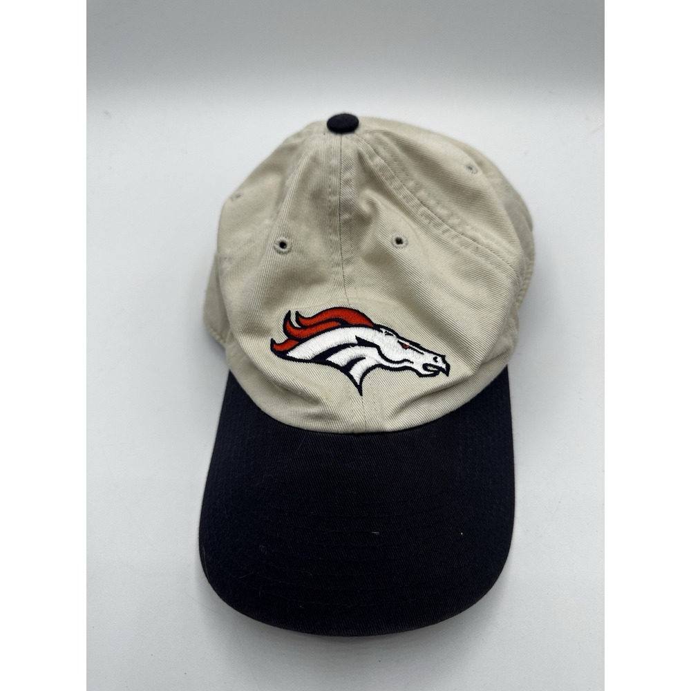 VTG 90s Twins Enterprise NFL Official Denver Broncos Hat Snapback Cap Beige Navy